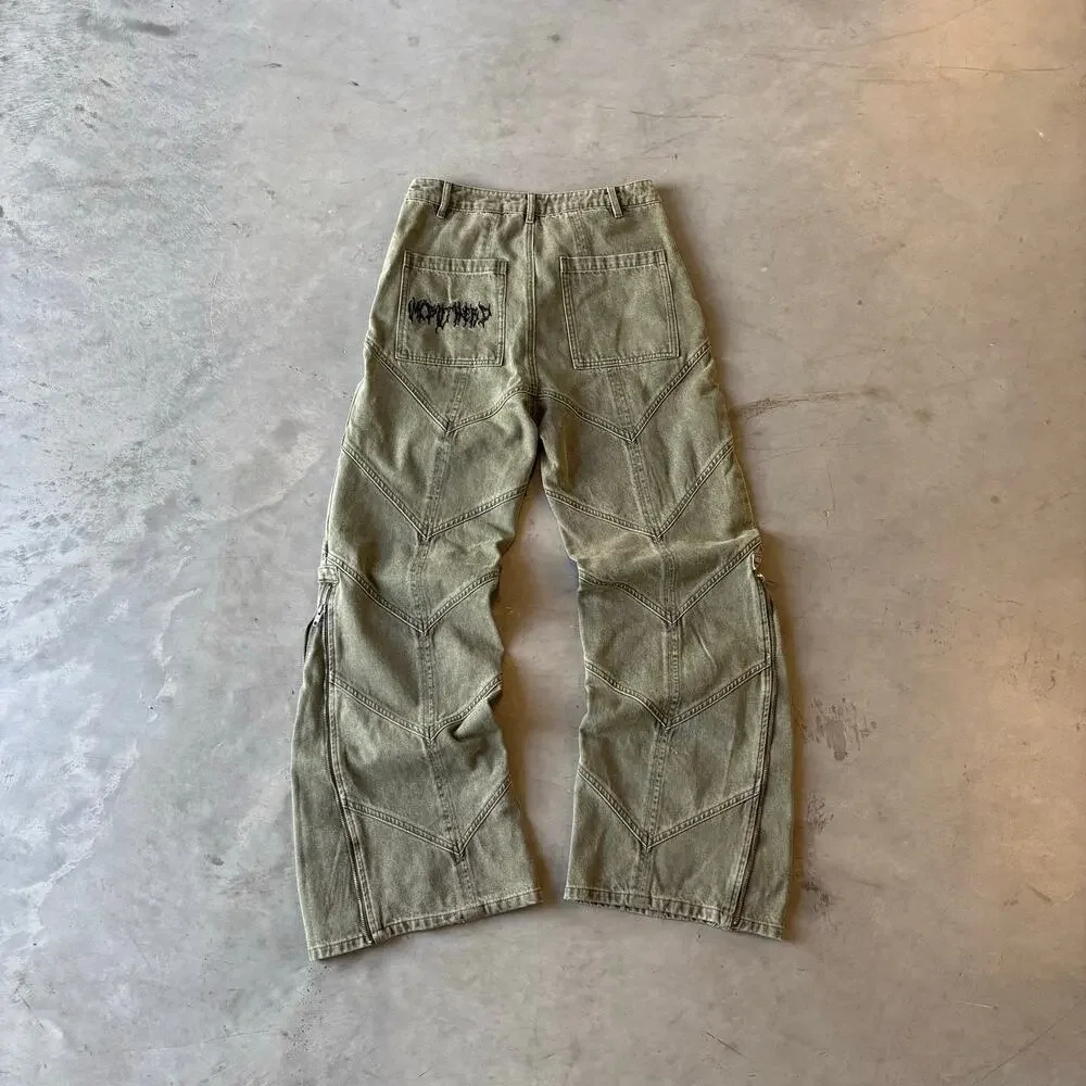 y2k vintage green earthtone flared pants